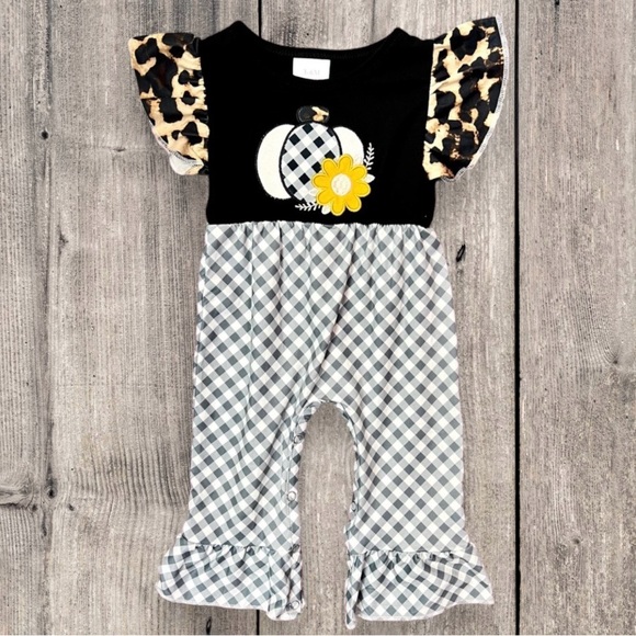 Other - Baby Girl Plaid Pumpkin Romper